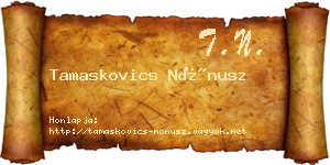 Tamaskovics Nónusz névjegykártya